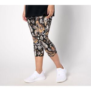 Not Available Women's Pants Sz L Denim & Co. Active Printed Duo Black A647731